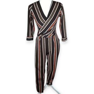 KAKTUS GREEN, BLACK, & MUSTARD STRIPE JUMPSUIT SZ.S EUC